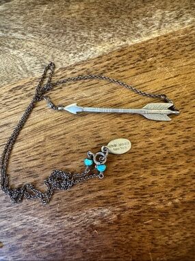 Chibi Jewels Silver Arrow Pendant Necklace with Turquoise Beads